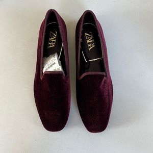 Zara Shoes Brand New Low Heeled Velvet Shoes